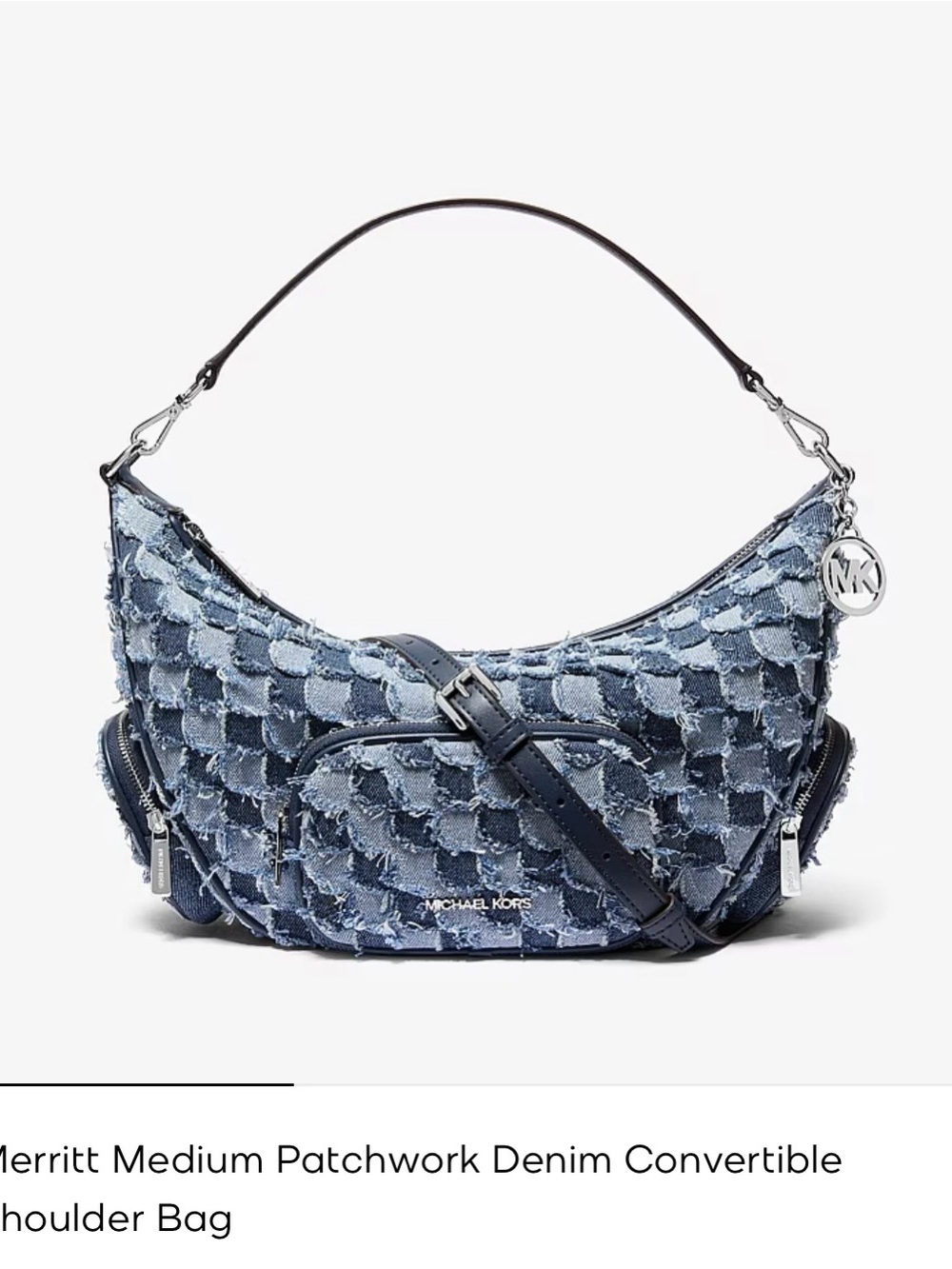 Michael Kors Patchwork Denim Convertible Shoulder Bag in Blue